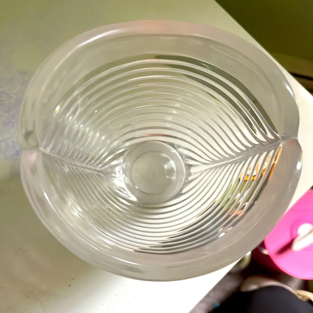 Vintage Mikasa Crystal Frosted Top, Clear Swirl Vase Germany 24% Lead‎ Crystal